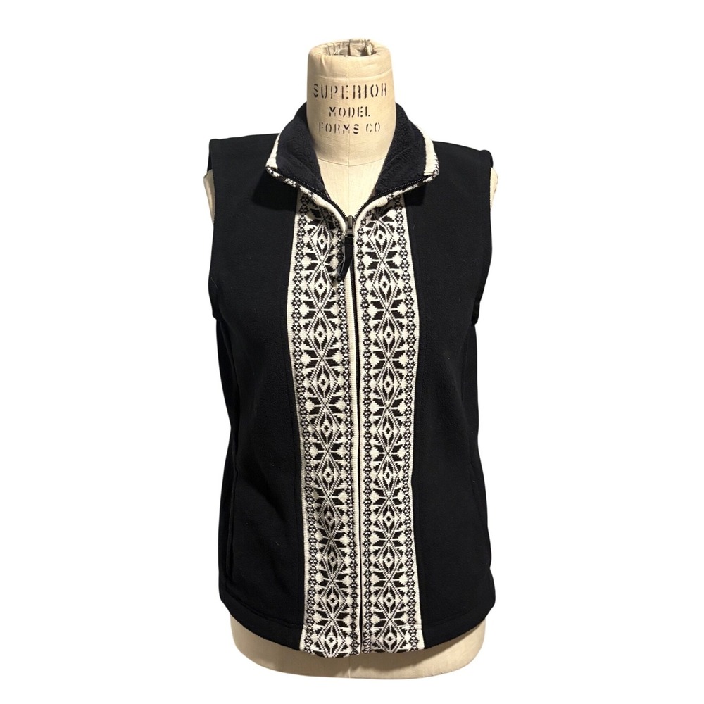 Cozy Fall Fleece Vest Nancy Drew Cabin Core Scandi Girl Zip Stand Collared Small